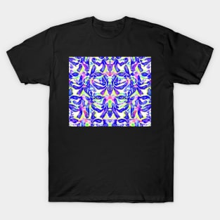 Blue and White Aesthetic Abstract Pattern T-Shirt